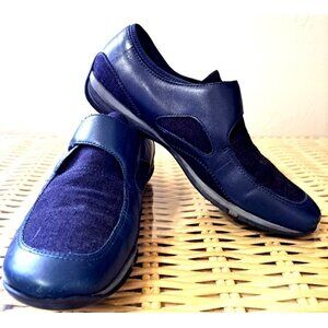 True Spirit by Easy Spirit Escandles Women's 6.5M Blue Leather Hook/Loop Flats